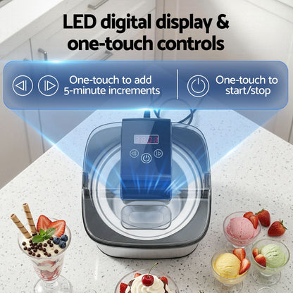 Devanti Appliances > Kitchen Appliances > Ice Makers Devanti Ice Cream Maker Slushie Machine 2L Homemade Gelato Sorbet Sliver