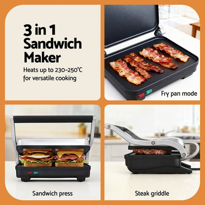 Devanti Appliances > Kitchen Appliances > Toasters & Grills Devanti 3 in 1 Sandwich Maker Steak Press Grill 1000W