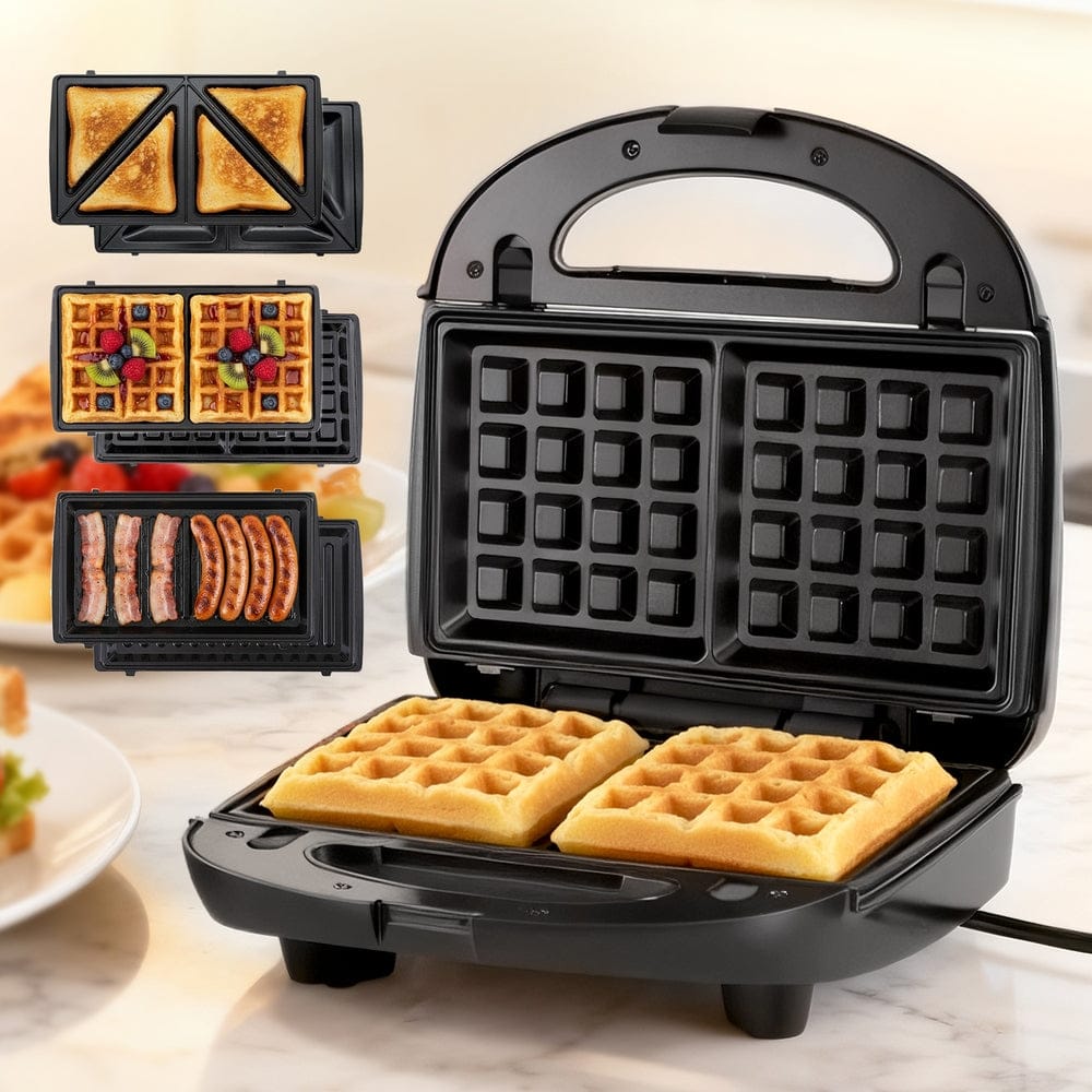 Devanti Appliances > Kitchen Appliances > Toasters & Grills Devanti 3-in-1 Sandwich Press Waffle Maker Panini Press Grill 850W