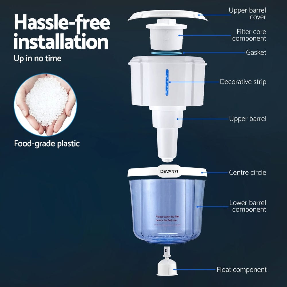 Devanti Appliances > Kitchen Appliances > Water Dispensers Devanti Water Cooler Dispenser 15L Filter Bottle