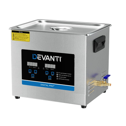 Devanti Appliances > Other Cleaning Appliances > Jewellery Cleaners Devanti 10L Ultrasonic Cleaner Heater Cleaning Machine Timer Industrial 240W