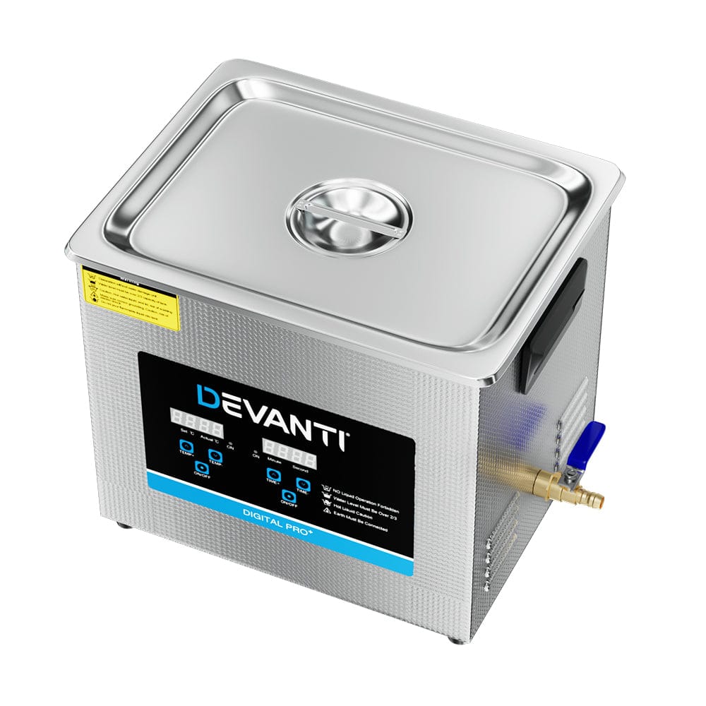 Devanti Appliances > Other Cleaning Appliances > Jewellery Cleaners Devanti 10L Ultrasonic Cleaner Heater Cleaning Machine Timer Industrial 240W