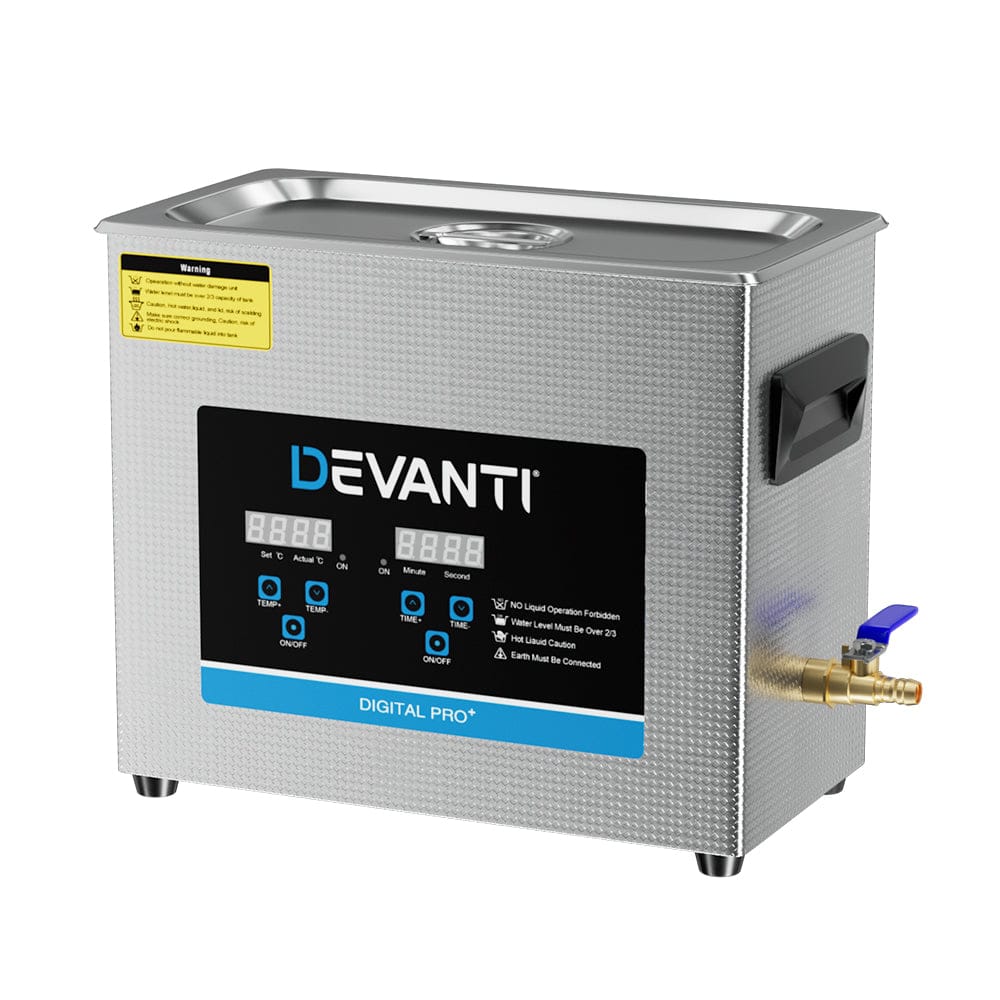 Devanti Appliances > Other Cleaning Appliances > Jewellery Cleaners Devanti 6.5L Ultrasonic Cleaner Heater Cleaning Machine Timer Industrial 180W