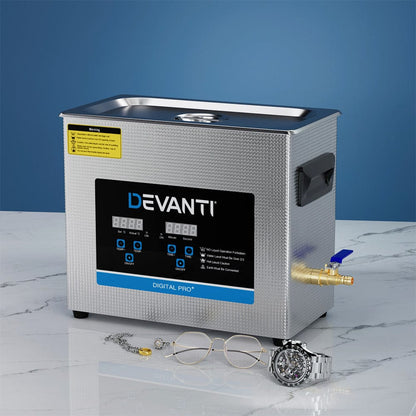 Devanti Appliances > Other Cleaning Appliances > Jewellery Cleaners Devanti 6.5L Ultrasonic Cleaner Heater Cleaning Machine Timer Industrial 180W