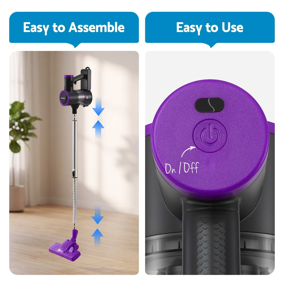 Devanti Appliances > Vacuum Cleaners > Stick Vacuums Devanti 3-in-1 Corded Stick Vacuum Cleaner, 16000Pa Strong Suction, Purple