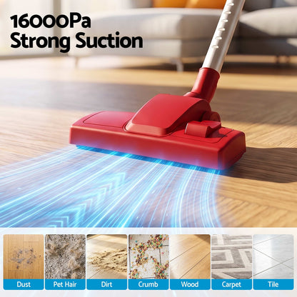 Devanti Appliances > Vacuum Cleaners > Stick Vacuums Devanti 3-in-1 Corded Stick Vacuum Cleaner, 16000Pa Strong Suction, Red