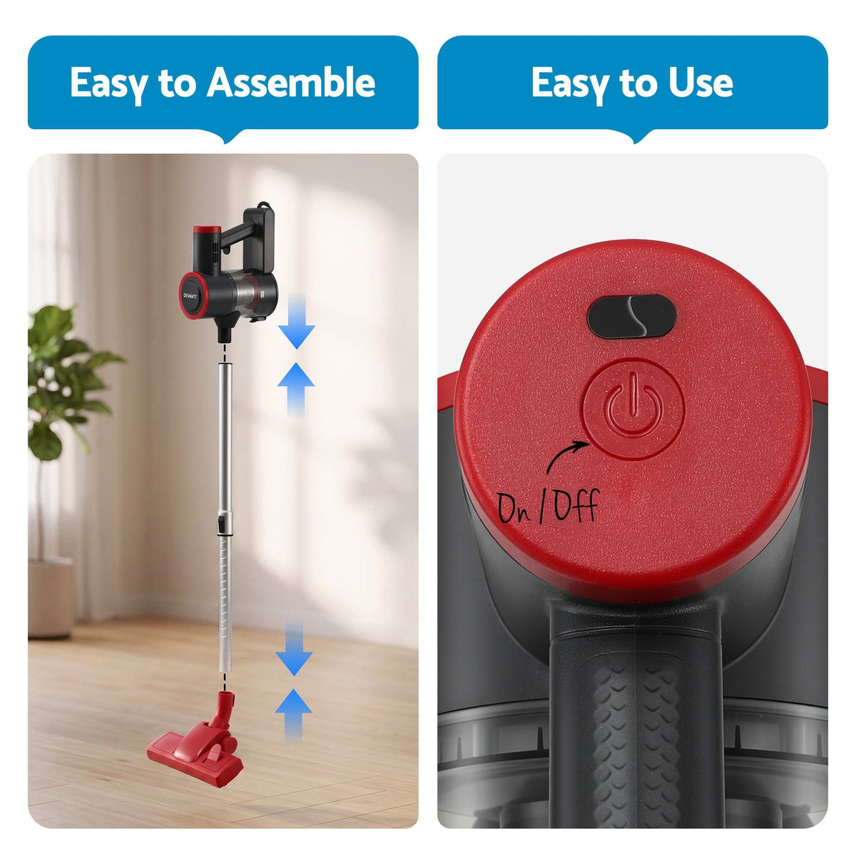 Devanti Appliances > Vacuum Cleaners > Stick Vacuums Devanti 3-in-1 Corded Stick Vacuum Cleaner, 16000Pa Strong Suction, Red