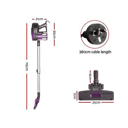 Devanti Appliances > Vacuum Cleaners > Stick Vacuums Devanti Stick Vacuum Cleaner Bagless Corded 500W Purple
