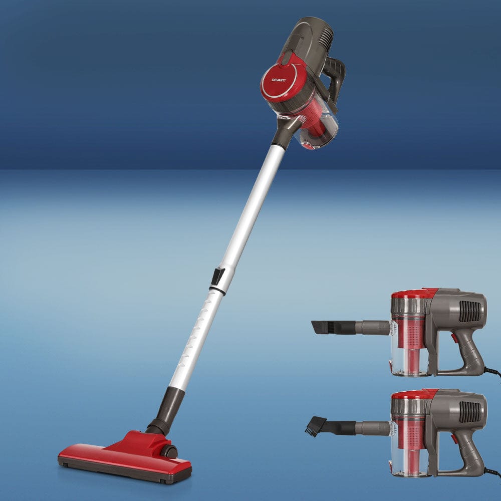 Devanti Appliances > Vacuum Cleaners > Stick Vacuums Devanti Stick Vacuum Cleaner Bagless Corded 500W Red