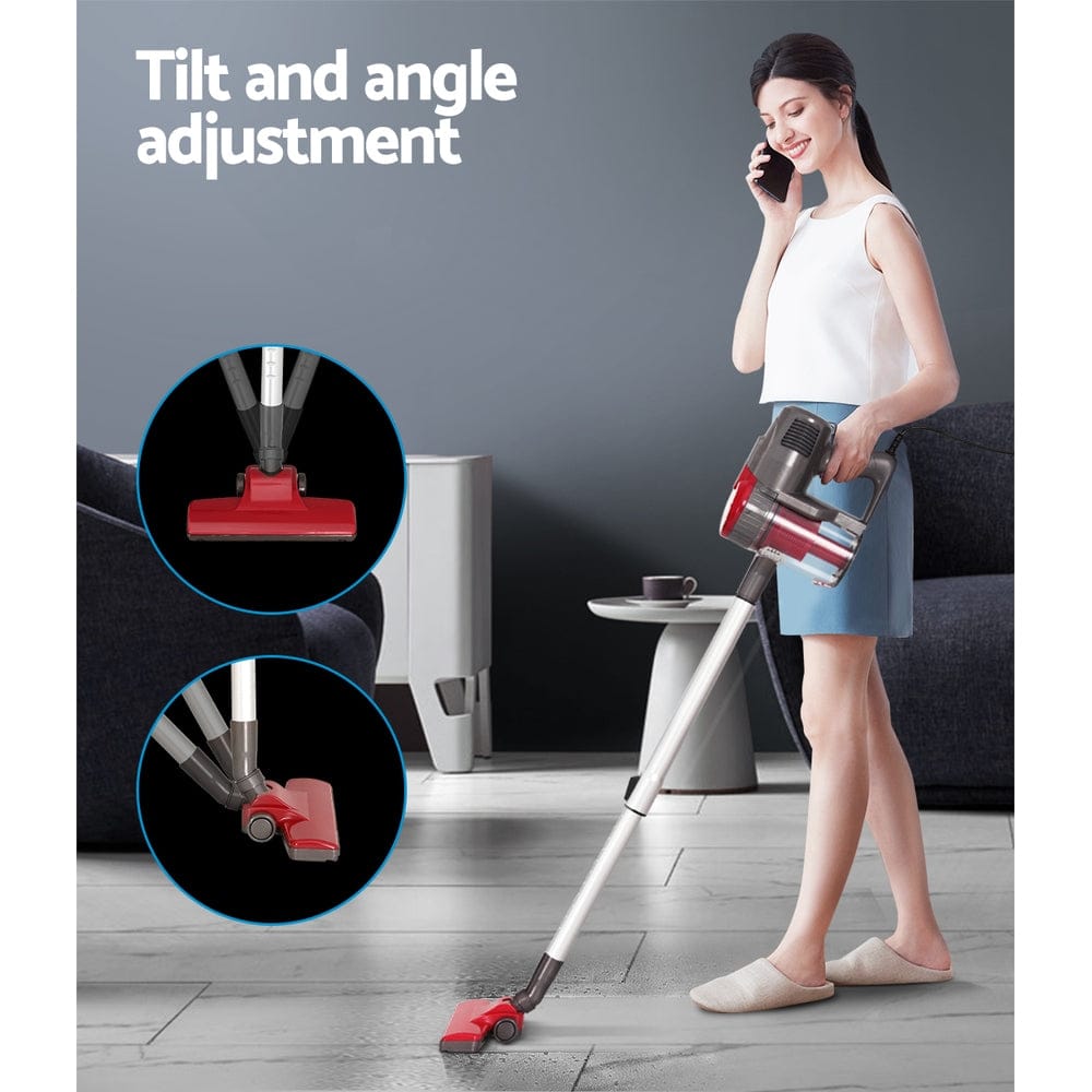 Devanti Appliances > Vacuum Cleaners > Stick Vacuums Devanti Stick Vacuum Cleaner Bagless Corded 500W Red