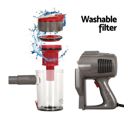 Devanti Appliances > Vacuum Cleaners > Stick Vacuums Devanti Stick Vacuum Cleaner Bagless Corded 500W Red