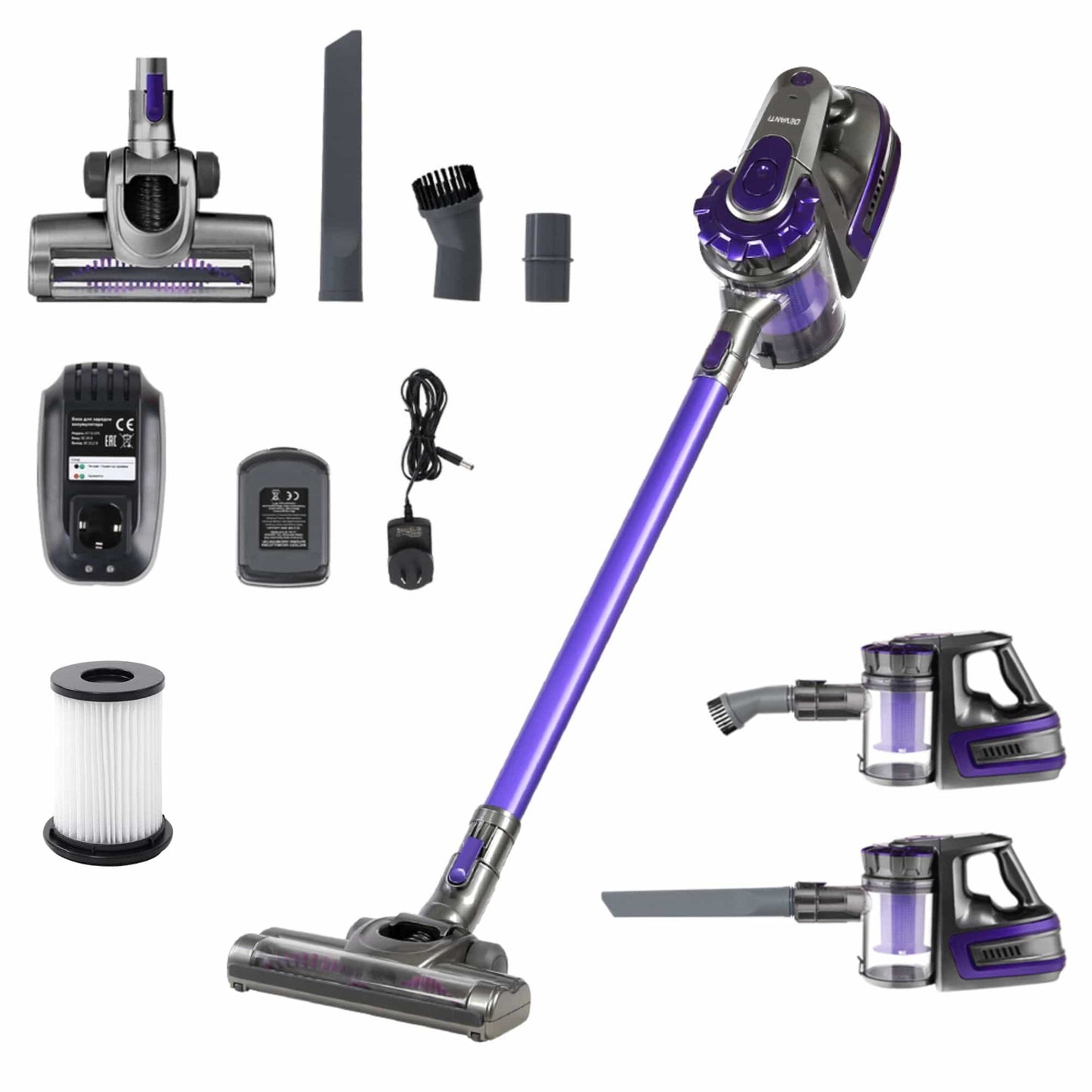 Devanti Appliances > Vacuum Cleaners > Stick Vacuums Devanti Stick Vacuum Cleaner Bagless Cordless 150W Purple