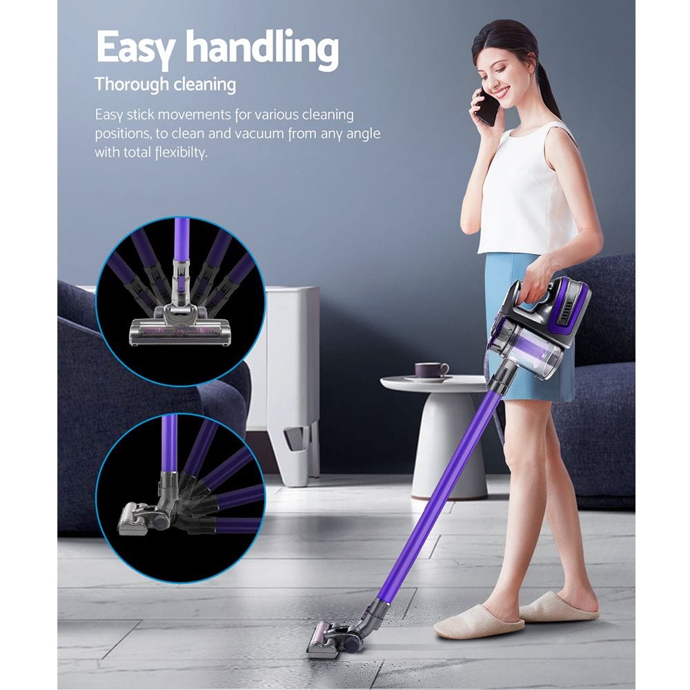 Devanti Appliances > Vacuum Cleaners > Stick Vacuums Devanti Stick Vacuum Cleaner Bagless Cordless 150W Purple