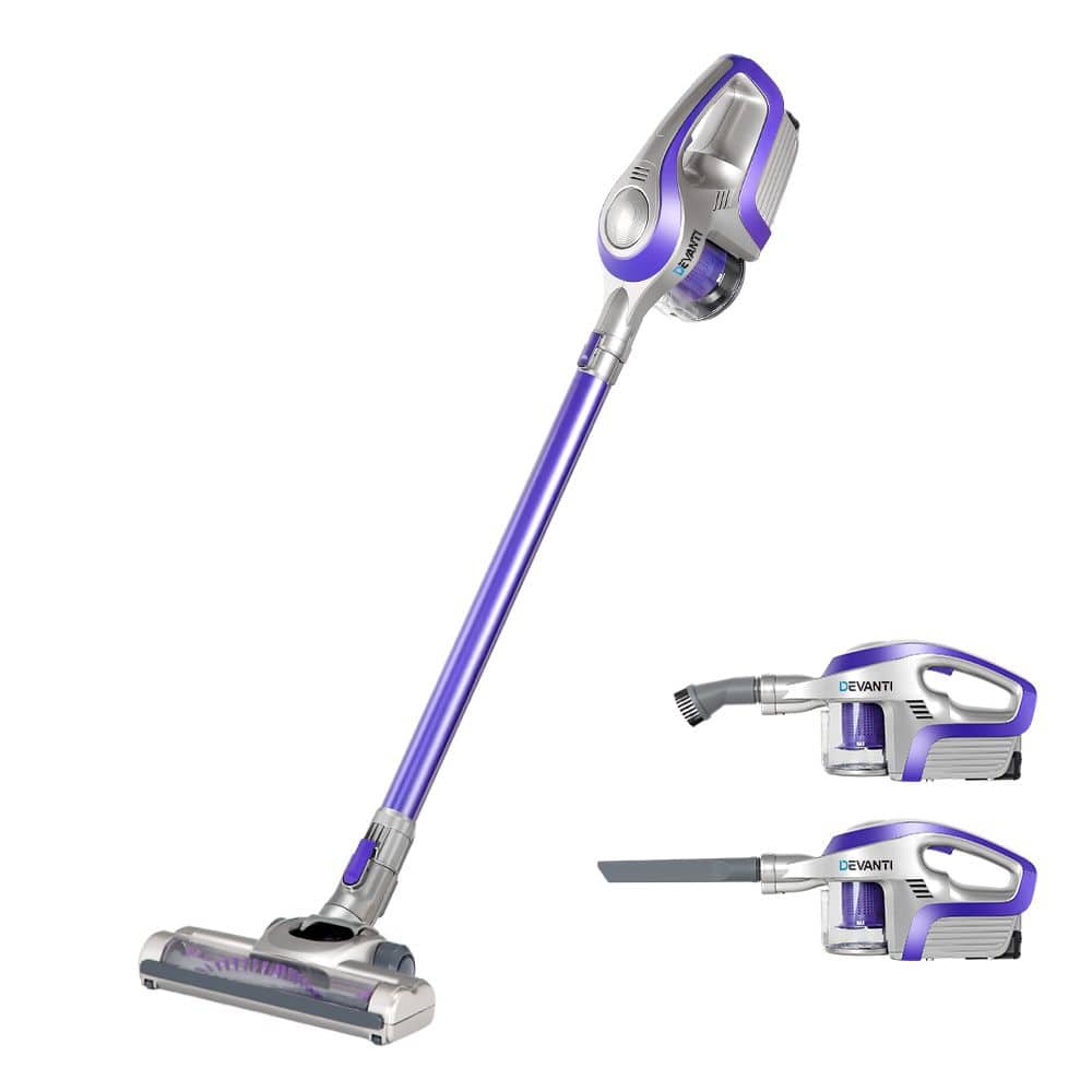 Devanti Appliances > Vacuum Cleaners > Stick Vacuums Devanti Stick Vacuum Cleaner Bagless Cordless 150W Purple