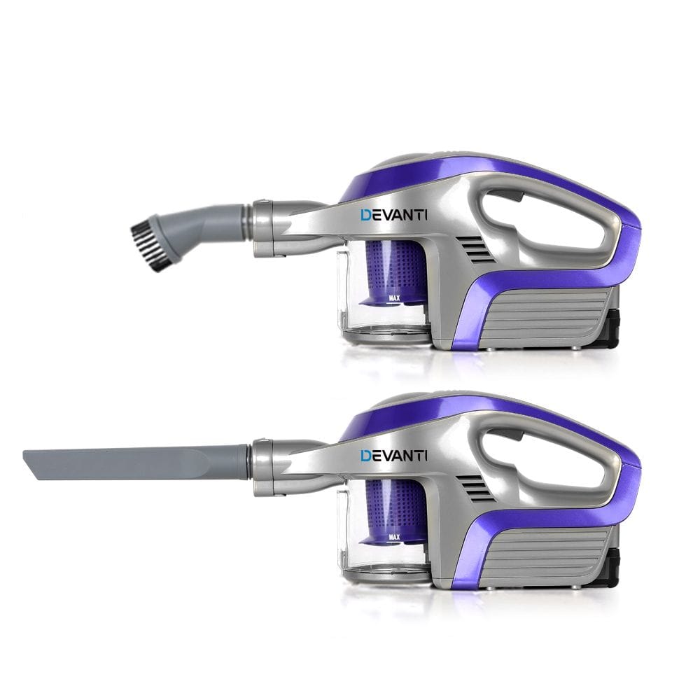 Devanti Appliances > Vacuum Cleaners > Stick Vacuums Devanti Stick Vacuum Cleaner Bagless Cordless 150W Purple