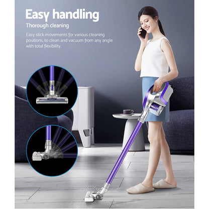 Devanti Appliances > Vacuum Cleaners > Stick Vacuums Devanti Stick Vacuum Cleaner Bagless Cordless 150W Purple