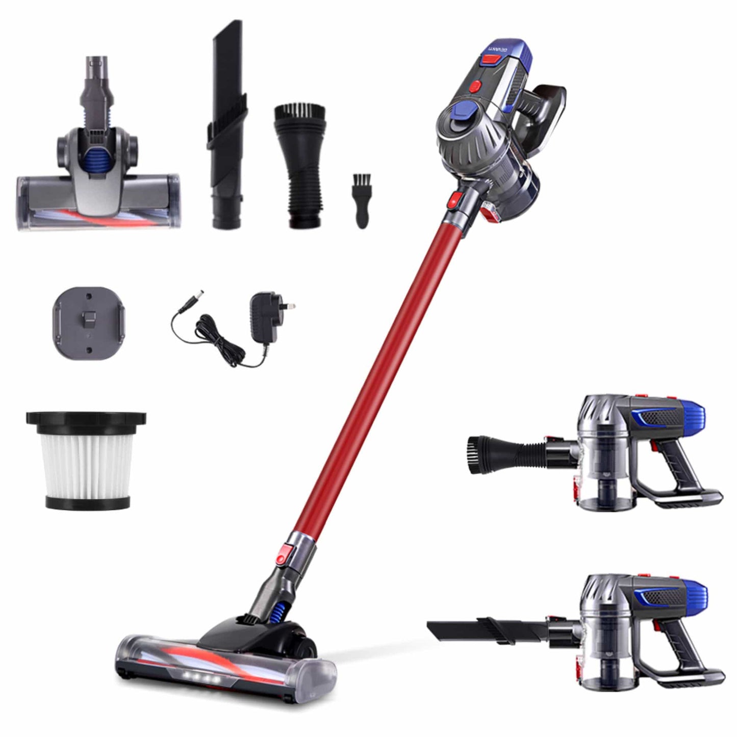 Devanti Appliances > Vacuum Cleaners > Stick Vacuums Devanti Stick Vacuum Cleaner Bagless Cordless Red 150W
