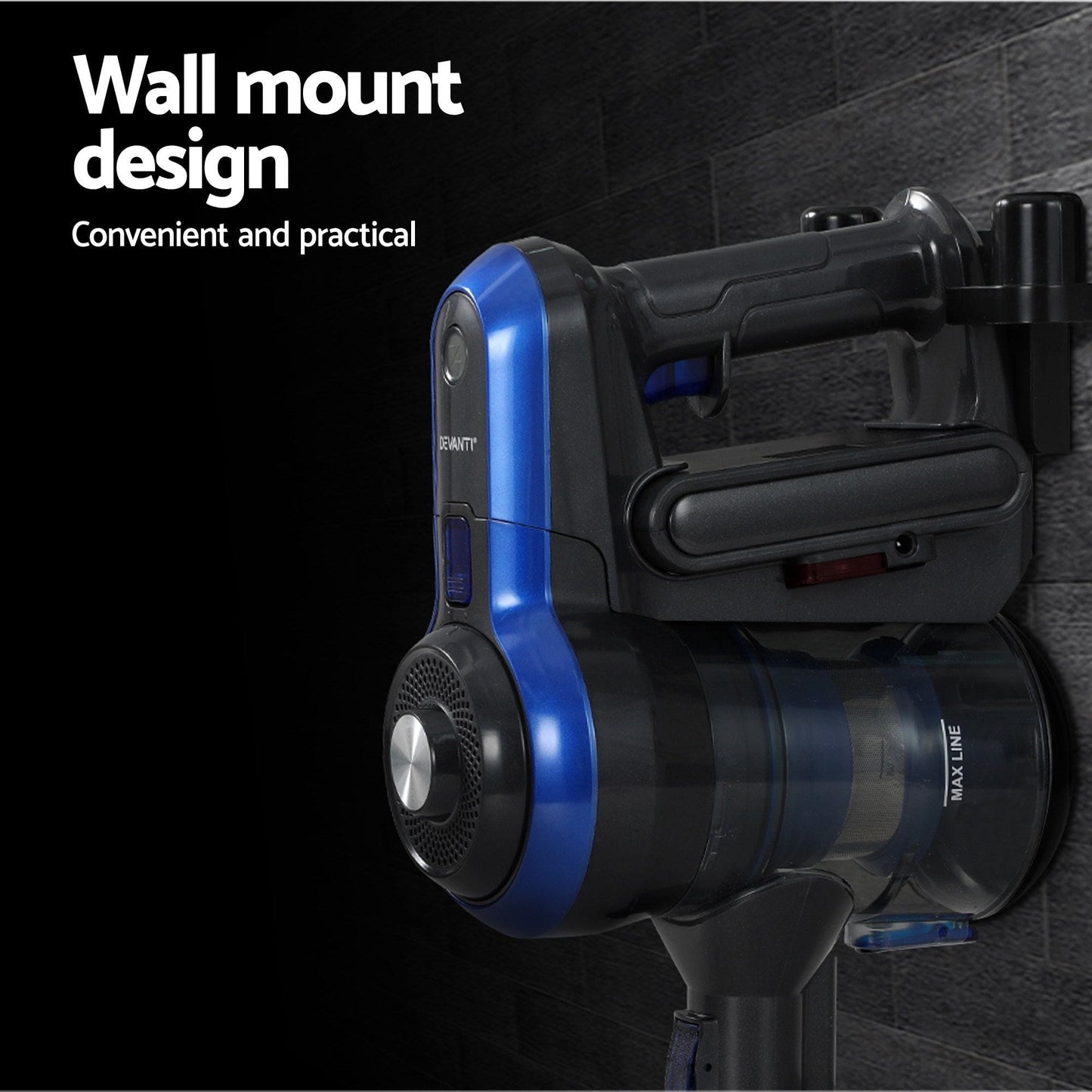Devanti Appliances > Vacuum Cleaners > Stick Vacuums Devanti Stick Vacuum Cleaner Brushless Cordless 250W Blue