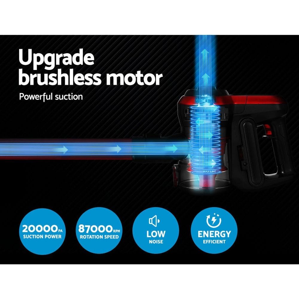 Devanti Appliances > Vacuum Cleaners > Stick Vacuums Devanti Stick Vacuum Cleaner Brushless Cordless 250W Red