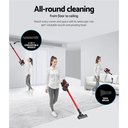 Devanti Appliances > Vacuum Cleaners > Stick Vacuums Devanti Stick Vacuum Cleaner Brushless Cordless 250W Red