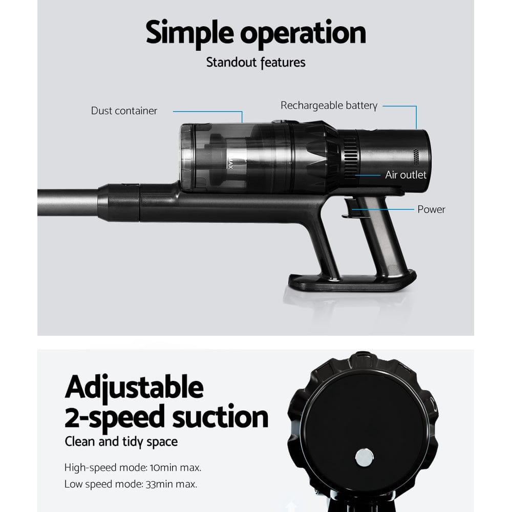 Devanti Appliances > Vacuum Cleaners > Stick Vacuums Devanti Stick Vacuum Cleaner Brushless Cordless 350W Grey