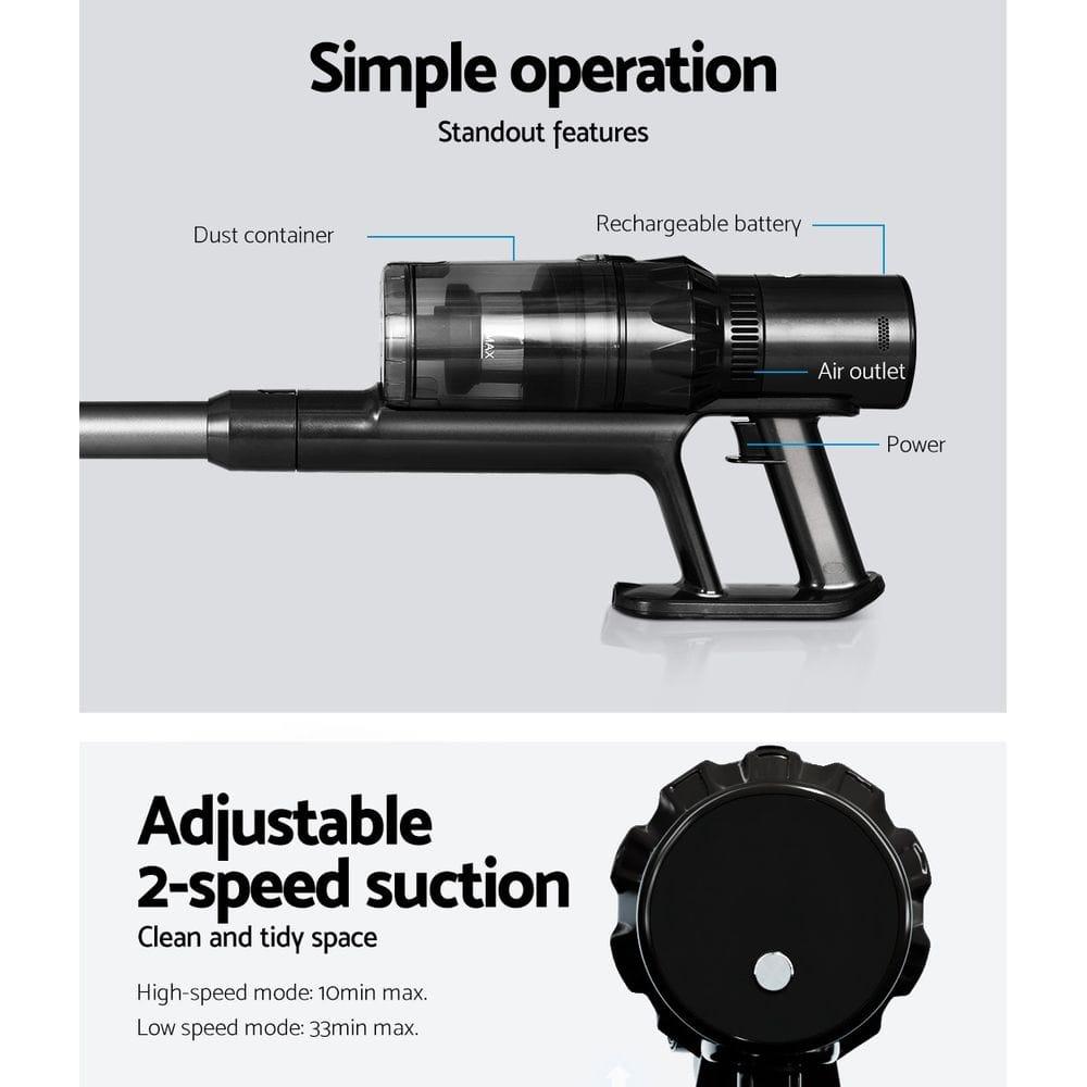 Devanti Appliances > Vacuum Cleaners > Stick Vacuums Devanti Stick Vacuum Cleaner Brushless Cordless 350W Grey