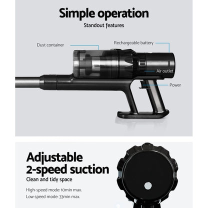 Devanti Appliances > Vacuum Cleaners > Stick Vacuums Devanti Stick Vacuum Cleaner Brushless Cordless 350W Grey