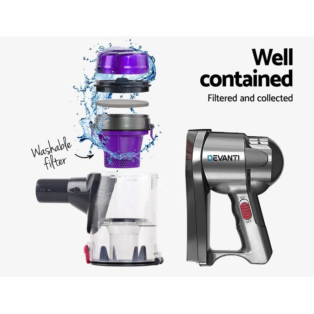 Devanti Appliances > Vacuum Cleaners > Stick Vacuums Devanti Stick Vacuum Cleaner Handheld Corded 450W Purple