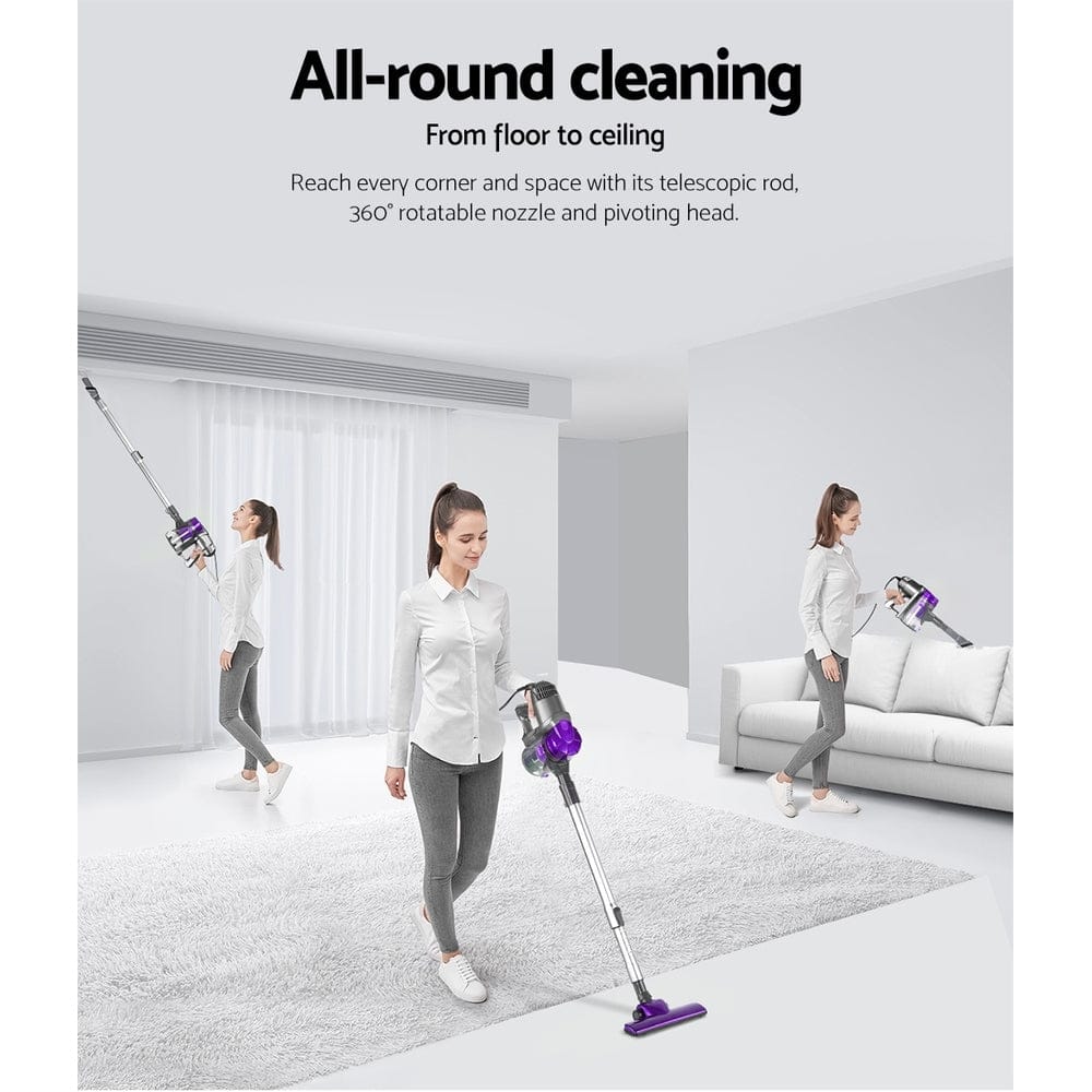 Devanti Appliances > Vacuum Cleaners > Stick Vacuums Devanti Stick Vacuum Cleaner Handheld Corded 450W Purple