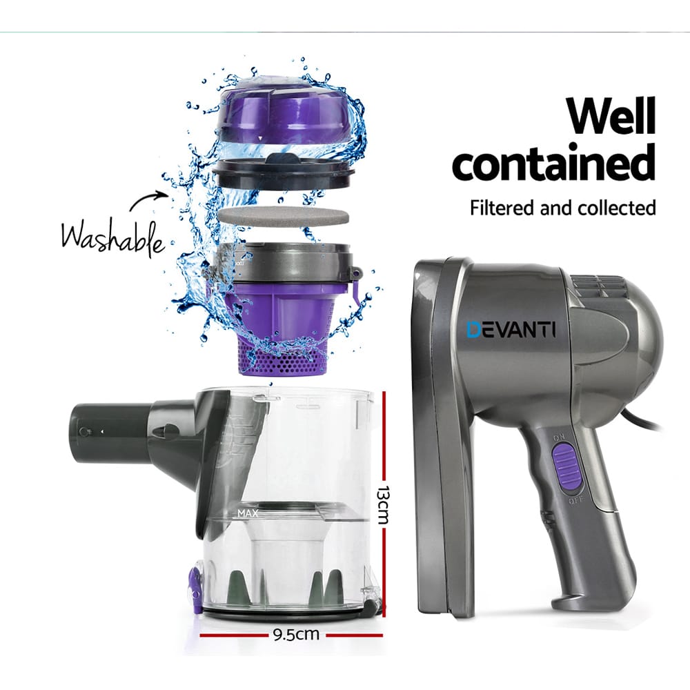 Devanti Appliances > Vacuum Cleaners > Stick Vacuums Devanti Stick Vacuum Cleaner Handheld Corded 450W Purple
