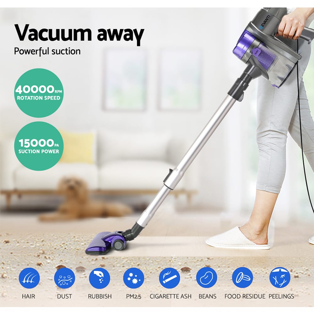 Devanti Appliances > Vacuum Cleaners > Stick Vacuums Devanti Stick Vacuum Cleaner Handheld Corded 450W Purple