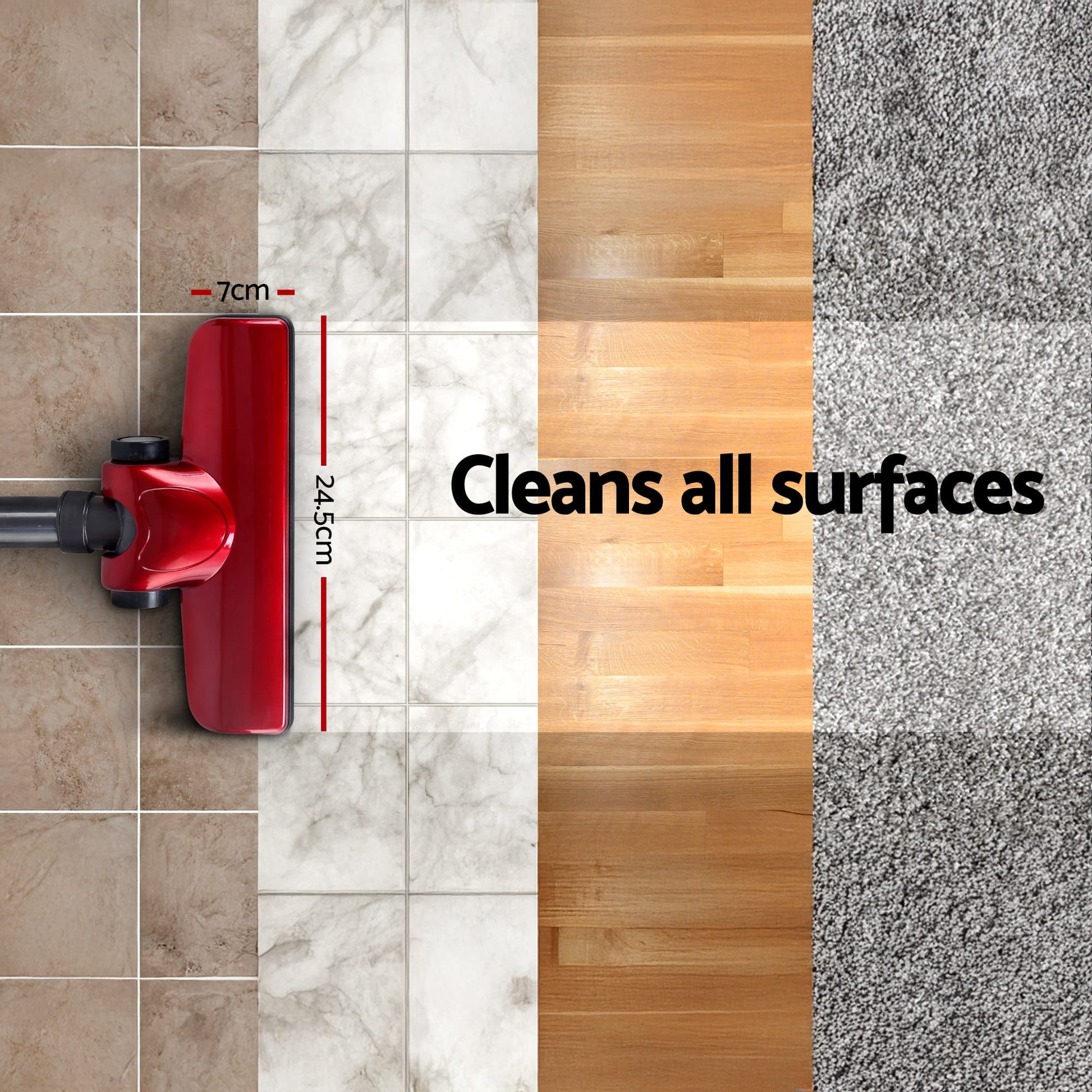 Devanti Appliances > Vacuum Cleaners > Stick Vacuums Devanti Stick Vacuum Cleaner Handheld Corded 450W Red