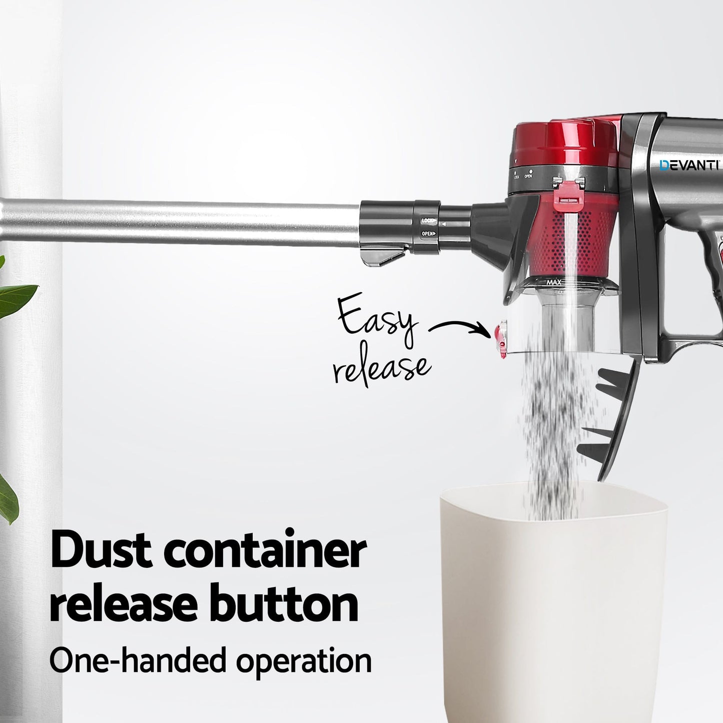 Devanti Appliances > Vacuum Cleaners > Stick Vacuums Devanti Stick Vacuum Cleaner Handheld Corded 450W Red