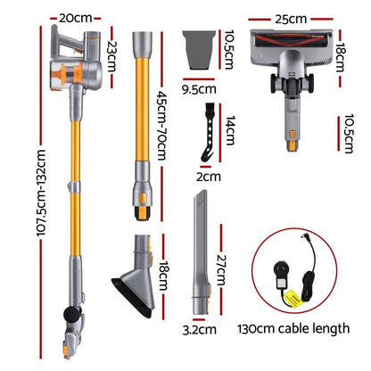 Devanti Appliances > Vacuum Cleaners > Vacuum Cleaner Accessories Devanti 300W Stick Vacuum Cleaner Cordless Self-Standing Golden