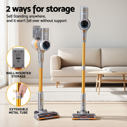 Devanti Appliances > Vacuum Cleaners > Vacuum Cleaner Accessories Devanti 300W Stick Vacuum Cleaner Cordless Self-Standing Golden