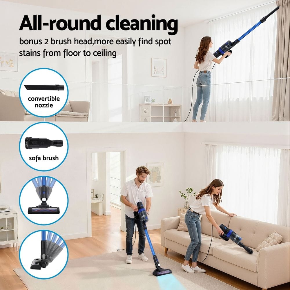 Devanti Appliances > Vacuum Cleaners > Vacuum Cleaner Accessories Devanti Stick Vacuum Cleaner Brushless Cordless 350W Blue