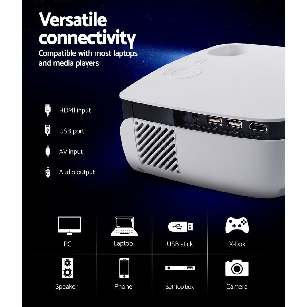 Devanti Audio & Video > Projectors & Accessories > Projectors Devanti Portable Mini Video Projector 1080P Wifi Home Theater HDMI White