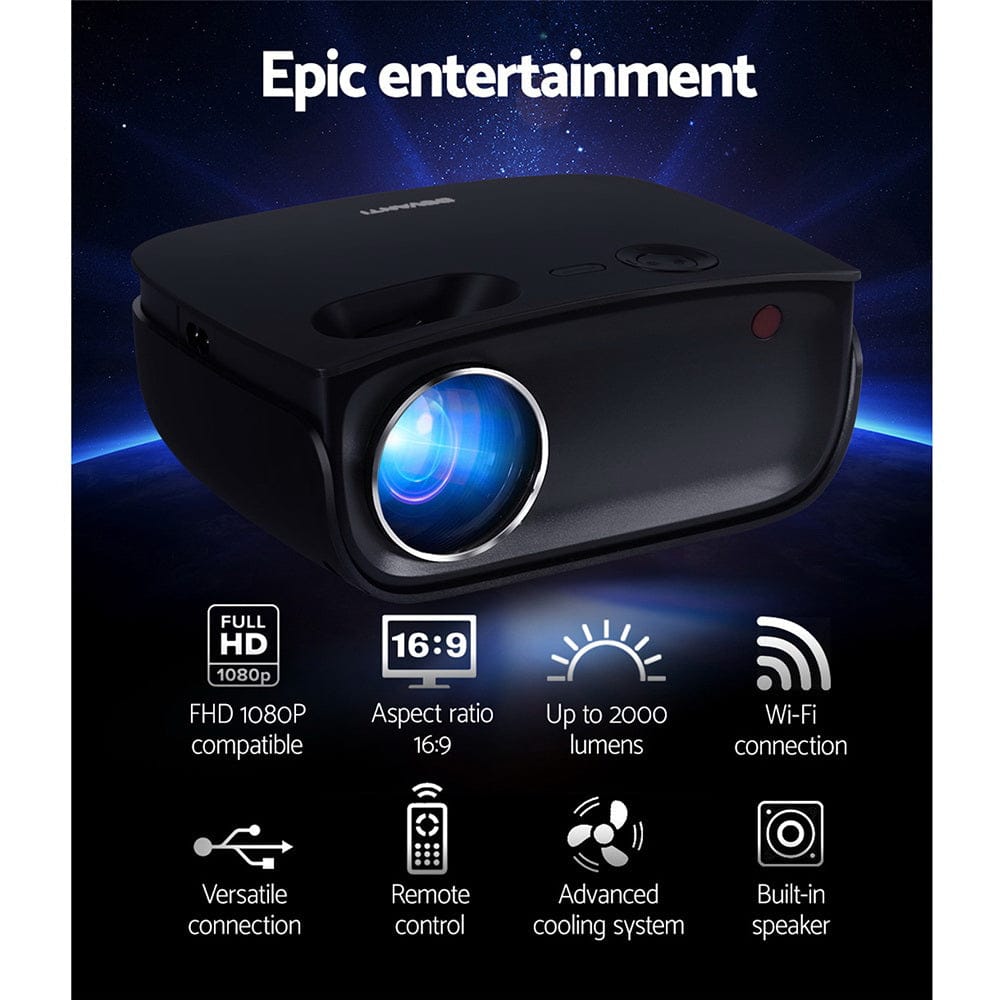 Devanti Audio & Video > Projectors & Accessories > Projectors Devanti Portable Mini Video Projector Wifi 1080P Home Theater HDMI Black