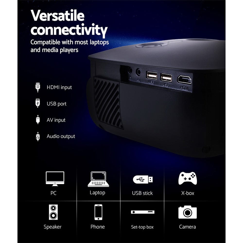 Devanti Audio & Video > Projectors & Accessories > Projectors Devanti Portable Mini Video Projector Wifi 1080P Home Theater HDMI Black