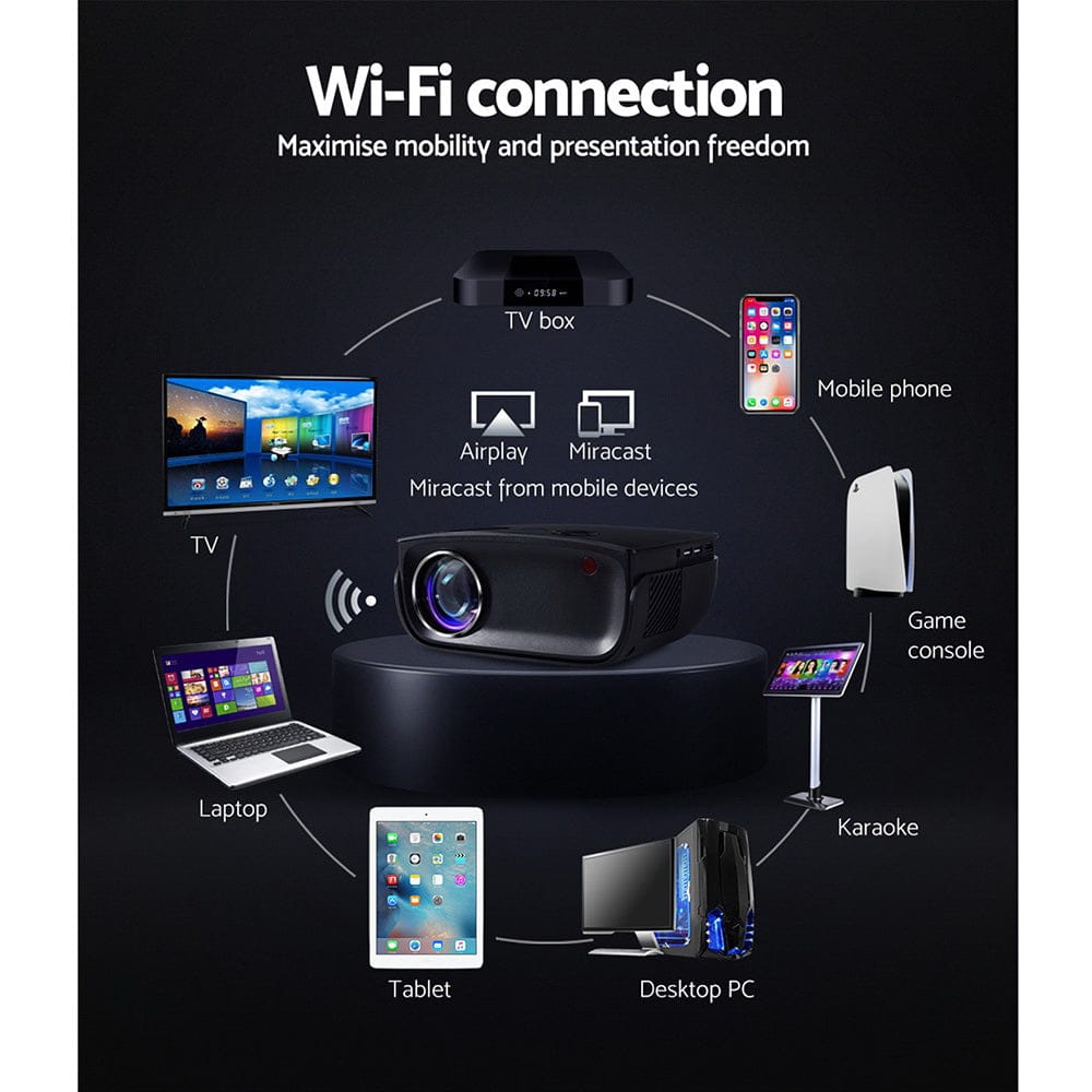 Devanti Audio & Video > Projectors & Accessories > Projectors Devanti Portable Mini Video Projector Wifi 1080P Home Theater HDMI Black