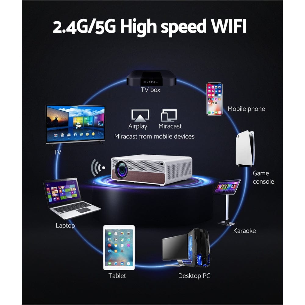 Devanti Audio & Video > Projectors & Accessories > Projectors Devanti Portable Wifi Video Projector 4K Home Theater HDMI 1080P Native