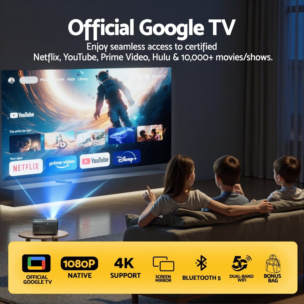 Devanti Audio & Video > Projectors & Accessories > Projectors Devanti Video Project 4K 1080P Official Google TV 5G Wifi Home Cinema