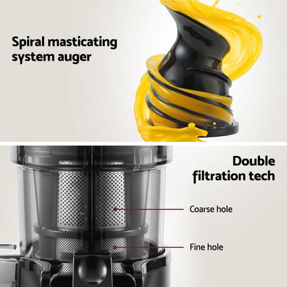 Devanti Commercial > Commercial Others > Distilling & Brewing Devanti Slow Juicer Cold Press Fruit Juice Extractor 130W Black