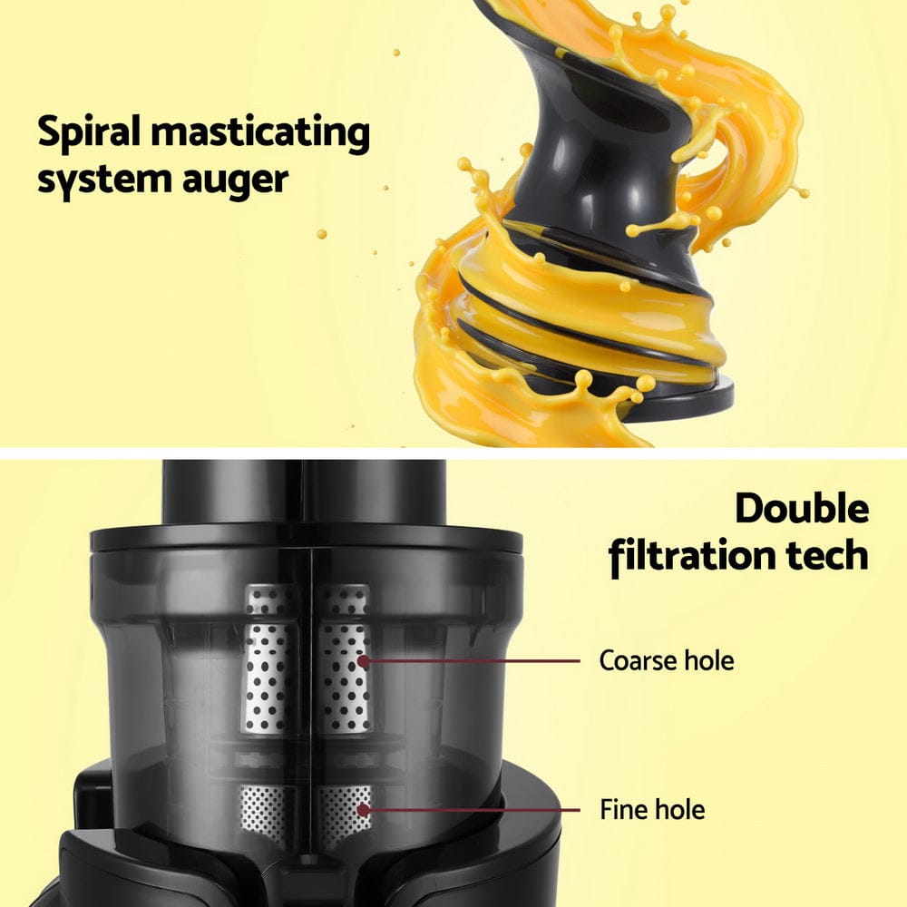 Devanti Commercial > Commercial Others > Distilling & Brewing Devanti Slow Juicer Cold Press Fruit Juice Extractor 200W Black