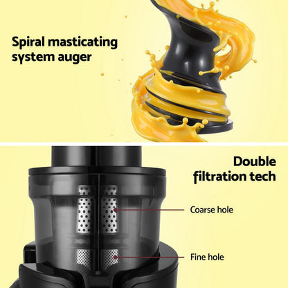 Devanti Commercial > Commercial Others > Distilling & Brewing Devanti Slow Juicer Cold Press Fruit Juice Extractor 200W Black
