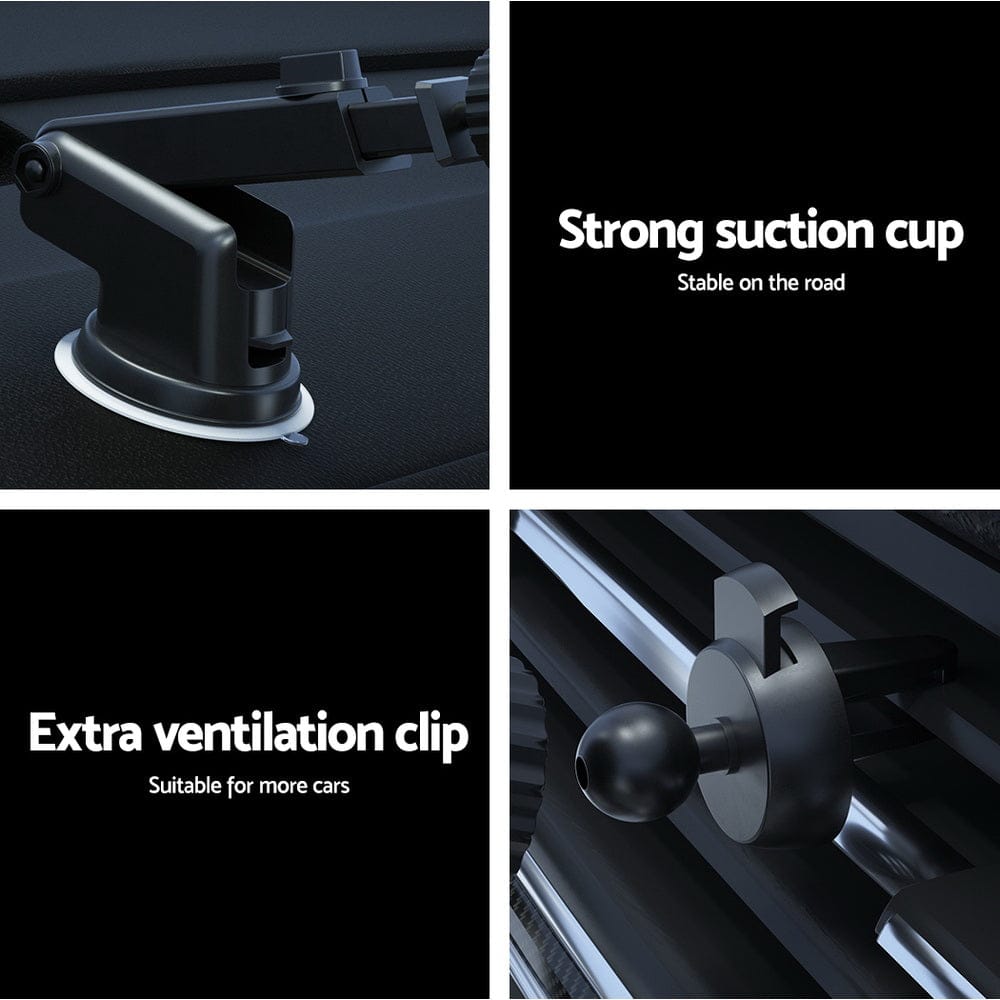 Devanti Electronics > Mobile Accessories > Car Mounts Devanti Wireless Car Charger Fast Charging Car Mount Vent Suction cup