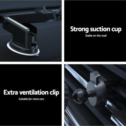 Devanti Electronics > Mobile Accessories > Car Mounts Devanti Wireless Car Charger Fast Charging Car Mount Vent Suction cup