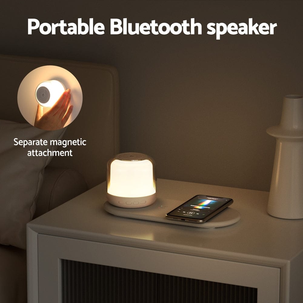 Devanti Electronics > Mobile Accessories > Phone Chargers Devanti 3 in 1 Wireless Charger 15W Fast Charging RGB Light Bluetooth Speaker for Phone