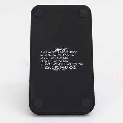 Devanti Electronics > Mobile Accessories > Phone Chargers Devanti 3 in 1 Wireless Charger Dock 15W Fast Charging Stand