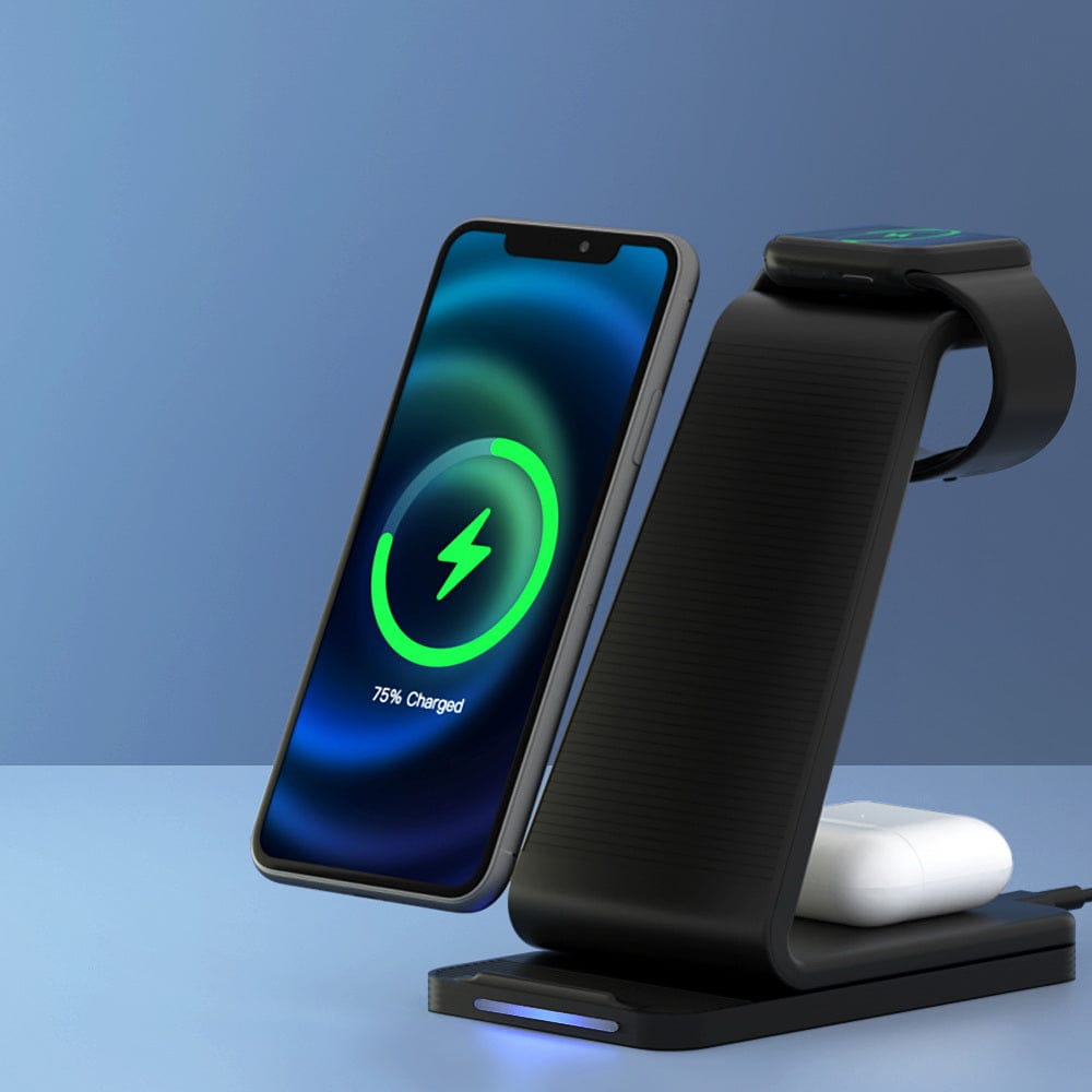 Devanti Electronics > Mobile Accessories > Phone Chargers Devanti 3 in 1 Wireless Charger Dock 15W Fast Charging Stand